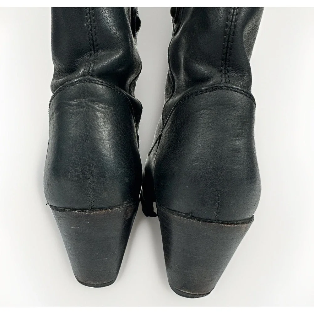 Frye Jackie Button Short Boots Womens 6 B Black Leather Western Ankle Cowboy